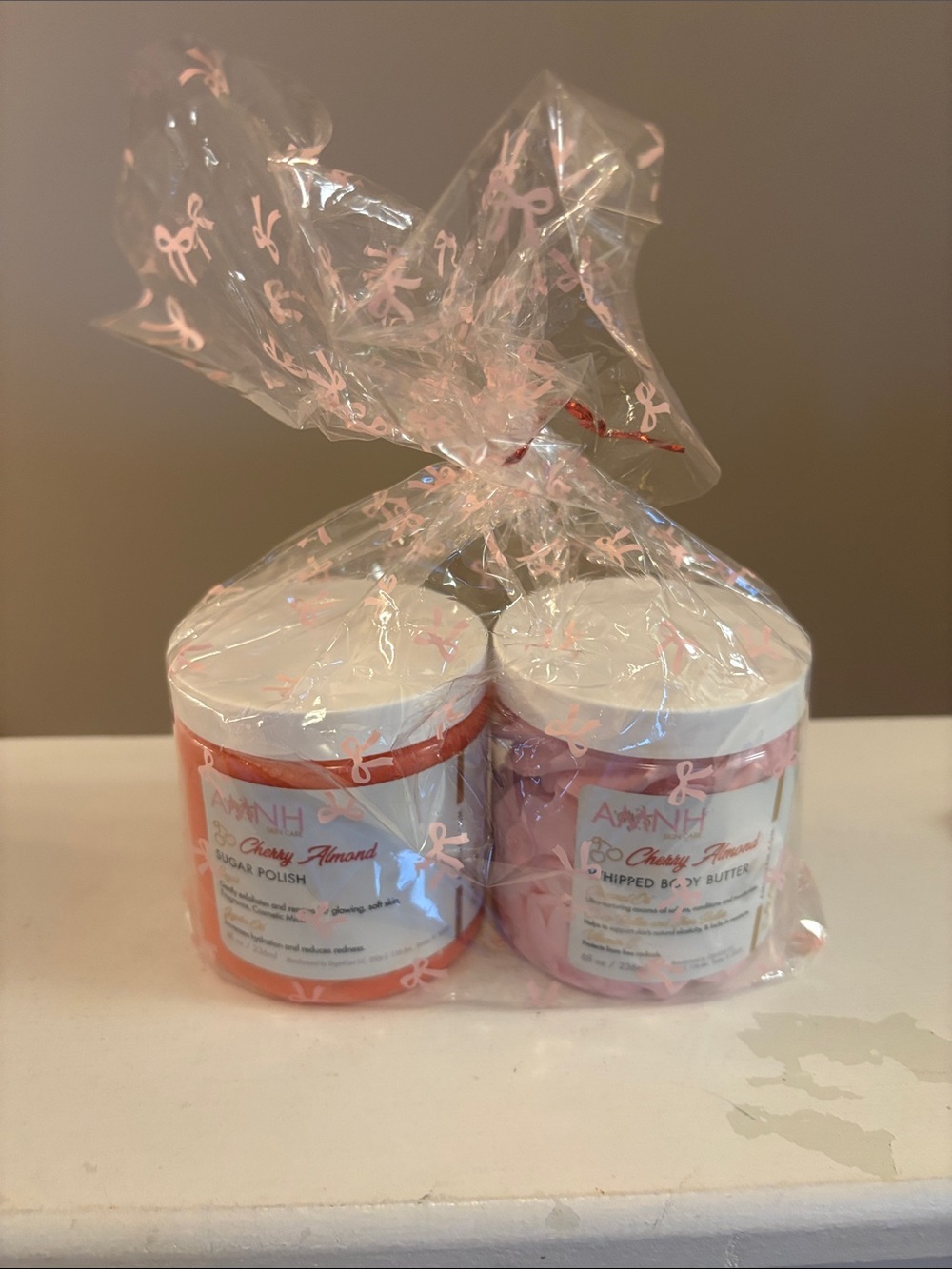 AMNH Cherry Almond Whipped Body Butter & Sugar Polish (Pink, Orange)